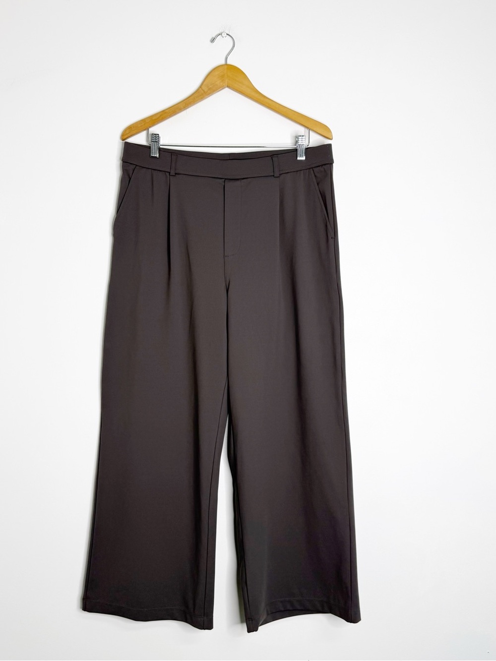 Halara Wide Leg Pants XL Petite Gray Green High Rise Pleated Trousers